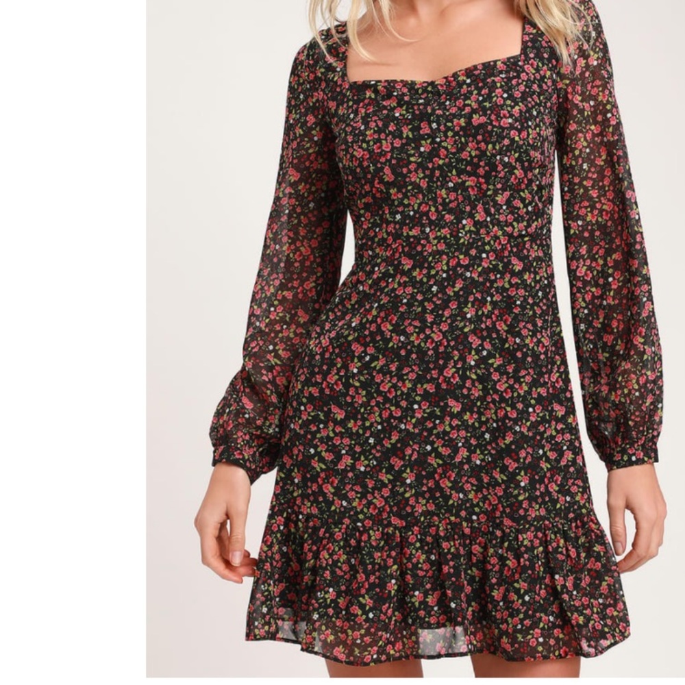 Favorite Flower Black Floral Print Long Sleeve
